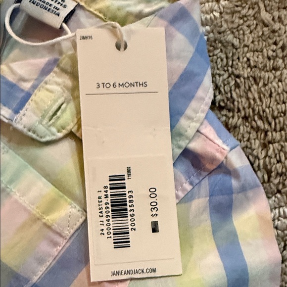 Janie and Jack Pastel Plaid Baby Onesie - Picture 3 of 5